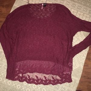 Love by Design M Sweater Lace Maroon Burgundy